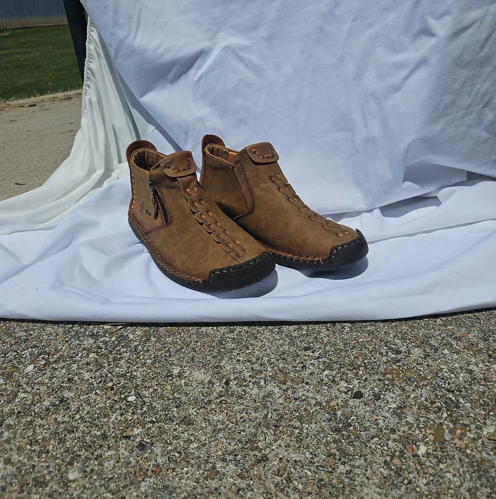 Menico Sport Leather Slip On Stitched Driving Moccasin Chukka Boot